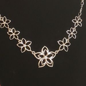 Silver Flower Statement Necklace